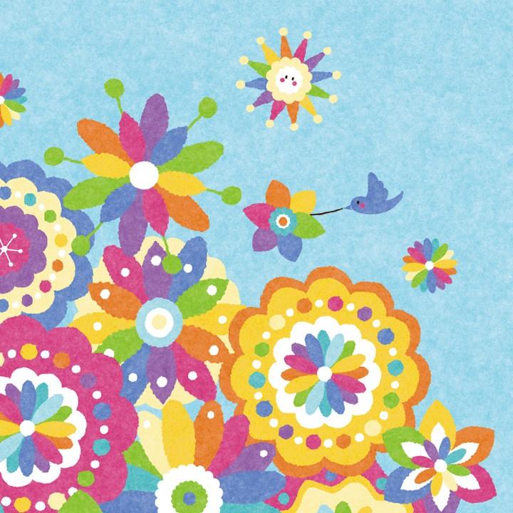 絵画 インテリア 花の絵 (幸せの花束 虹色/Mプラス) 玄関に飾る絵画
