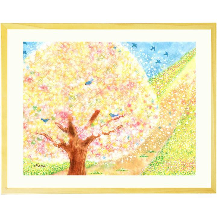 絵画 インテリア 壁掛け 花 はじまりの日 額入り Sサイズ ポエム付 部屋 リビング 風水 和み 額付き 桜 さくら 壁飾り 風景画 Mi04 Gaku Small 絵画通販 笑顔 癒し Happy Vision 通販 Yahoo ショッピング