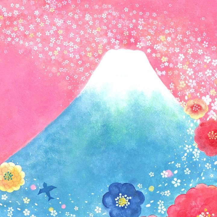 アクリル画 原画 「桜と富士01」額縁付き SMサイズ 風景画 【公式通販】