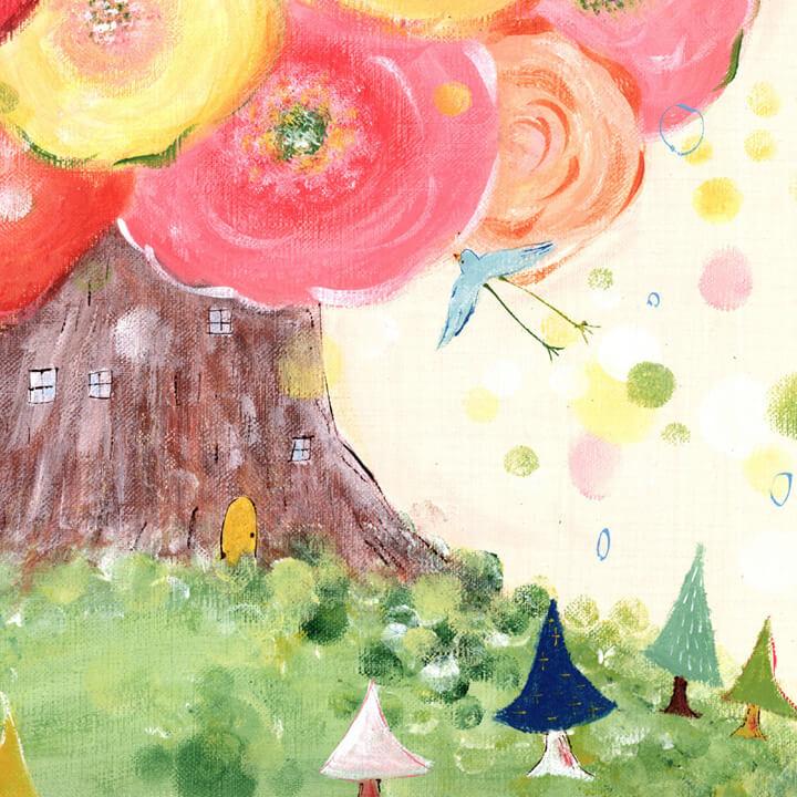 絵画 HAPPY 小さいサイズの絵画 「奇跡の日(黄色)」 (ヒヂリンゴ・聖