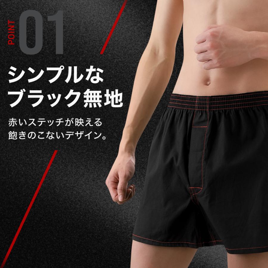 立体設計 トランクス メンズ ブラック 4枚 セット 綿 100% シンプル