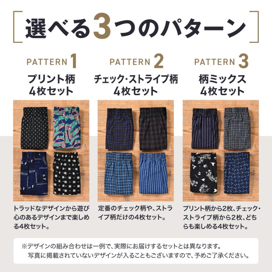 抗菌防臭加工 トランクス メンズ 4枚 セット チェック プリント柄 綿