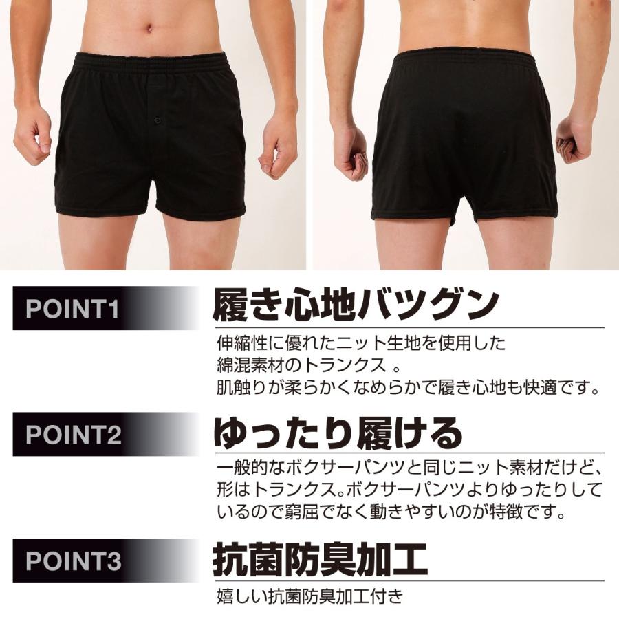 トランクス メンズ 抗菌防臭加工 ニットトランクス 3枚 セット 無地 前開き 送料無料｜happywear｜02