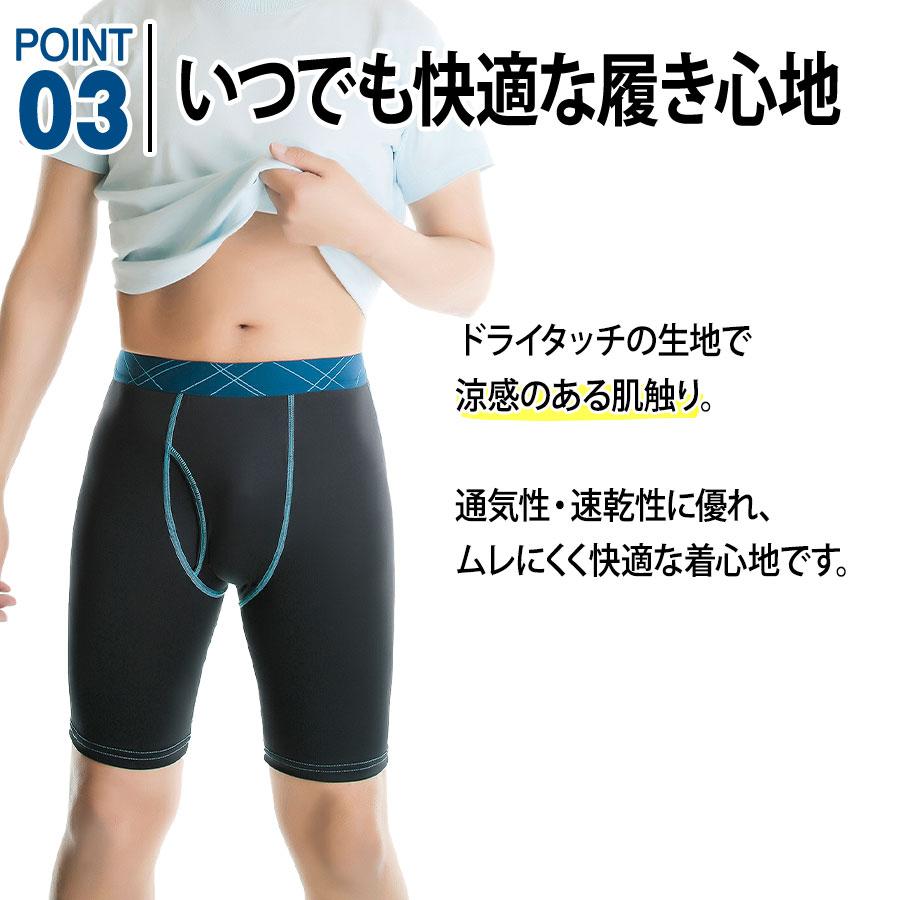 ロングボクサー メンズ 2枚 セット ストレッチ 前開き ボクサー パンツ