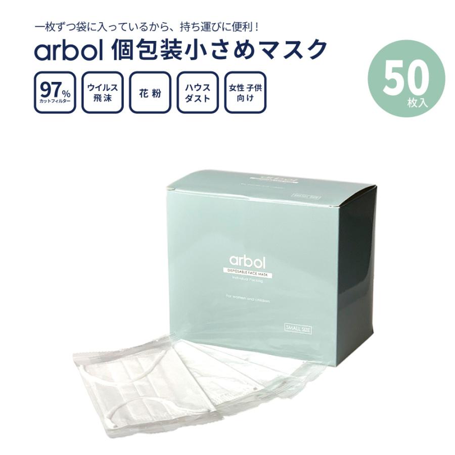 小さめ使い捨てマスク 50枚入り 個包装タイプ Arbol 女性用 子供用 小さいサイズ 不織布マスク 白 Bfe97 カット 三層構造 花粉 Pm2 5 飛沫予防 新しい生活様式 Haptic 通販 Paypayモール