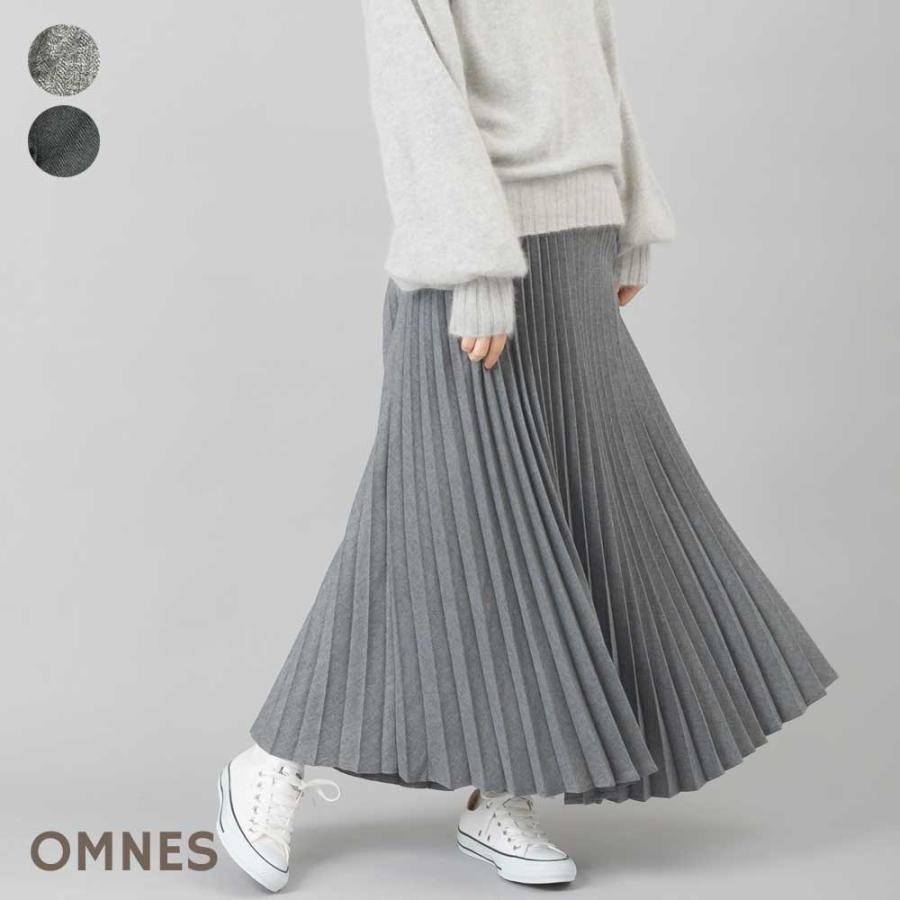 レディース ロングスカート フリーサイズ Omnes 起毛シャンブレー アコーディオンプリーツスカート ロング丈 カジュアル ブラック グレー Haptic 通販 Paypayモール