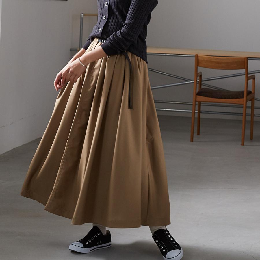 Omnes ウェビングベルトギャバタックスカート レディース ロングスカート フリーサイズ ロング丈 カジュアル マキシ丈 フレアスカート Haptic Paypayモール店 通販 Paypayモール