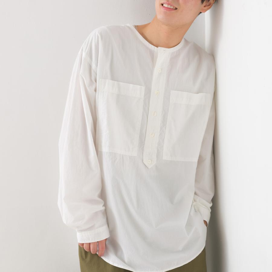 Omnes メンズ 塩縮加工タイプライター ビッグポケットノーカラー長袖シャツ カジュアル シンプル ノーカラーシャツ フリーサイズ Haptic Paypayモール店 通販 Paypayモール
