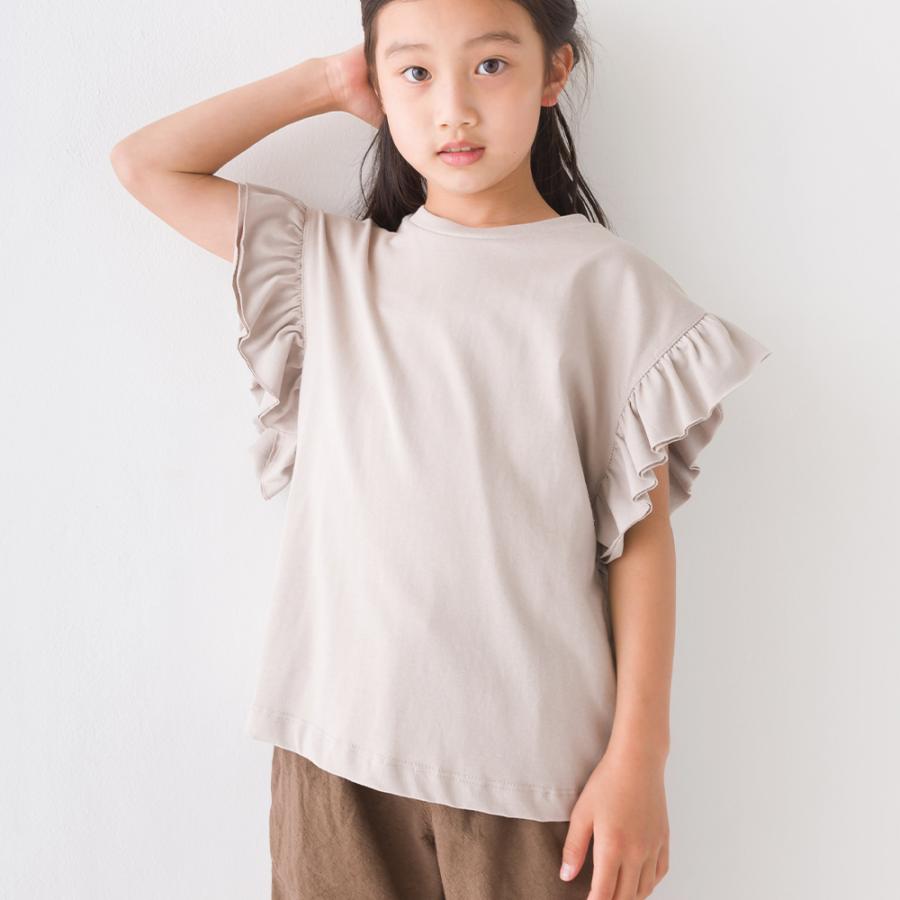 OMNES キッズ バイオポリウォッシュ加工 袖ギャザー半袖Tシャツ 子ども 