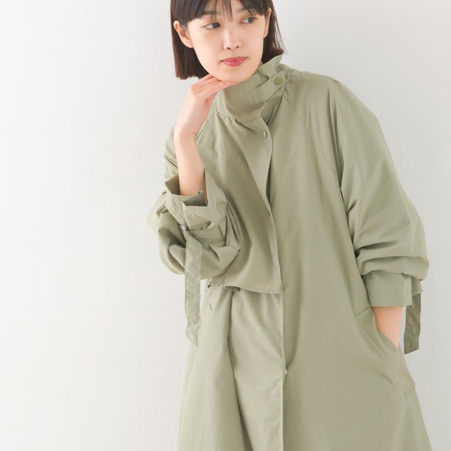 Omnes スタンドカラーナイロントレンチコート レディース アウター ロング丈 ロングコート フリーサイズ カジュアル 羽織り 防寒 1522 7087 Haptic ヤフー店 通販 Yahoo ショッピング