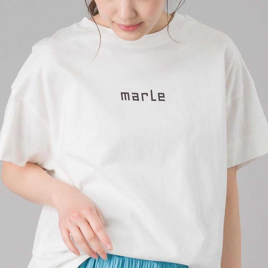 レディース Tシャツ フリーサイズ ロゴT  【marle】スリット入 ロゴ半袖Tシャツ marle  ホワイト ブラック｜haptic｜03