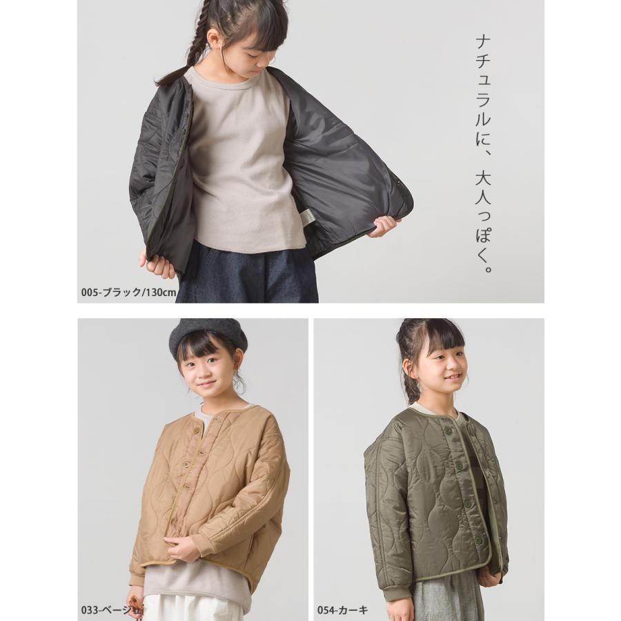 OMNES キッズ ウェーブキルトショートジャケット キルティングジャケット  子供服 子ども用 アウター カジュアル  秋冬 防寒 ノーカラージャケット ブルゾン｜haptic｜09