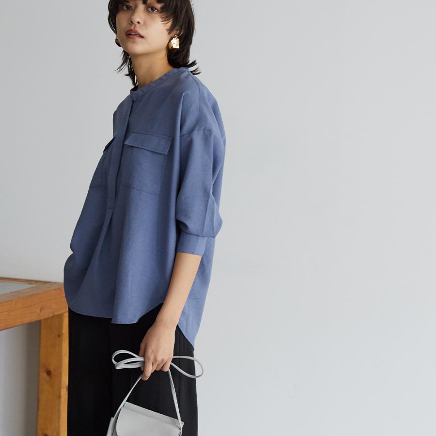 レディース シャツ 長袖 Omnes Another Edition 気流染め加工 スキッパーシャツ カジュアル フリーサイズ 無地 ポケット Haptic 通販 Paypayモール