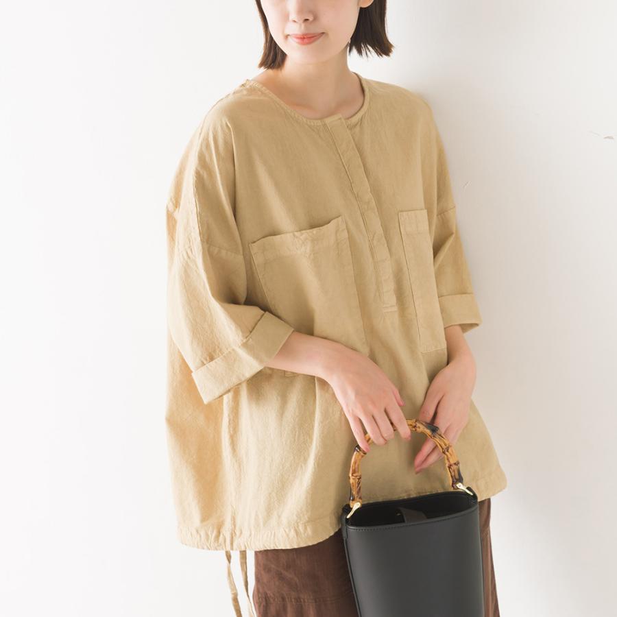 Omnes Another Edition 製品染め コットンビッグポケットプルオーバーシャツ レディース コットン フリーサイズ 5分袖 カジュアル ナチュラル Haptic Paypayモール店 通販 Paypayモール