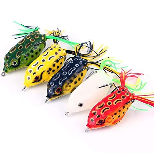 トップウォーターフロッグルアー5個 フロッグクランクベイトタックル フロッグフィッシングルアーソフトフィッシングベイト ホローボディ3dアイカエルルア ２０１３新入荷