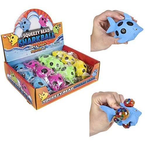 Squeezy Beads Shark カラフル ストレスボール 12 パック 3.5 インチ ゴム素敵な小売ディスプレイボックスに入ってきます。