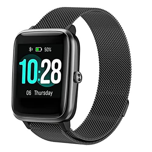 Snyeest 磁気バンド 19mm ID205L Veryfitpro スマートウォッチに対応 バックルなし ステンレススチール メッシュ