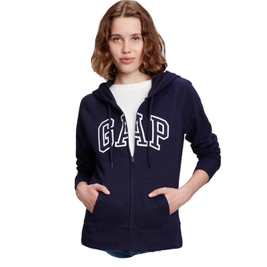 GAP レディース フルジップフリースロゴパーカー ネイビー Medium