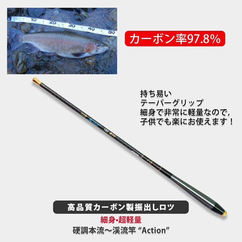 評価HUAYICUN 渓流竿ロッド 釣り竿 釣り愛好家 超硬質高炭素 初心者 超軽量 硬調 コンパクト延べ竿 1.8M ロッド、釣り竿 SANLIKE渓流竿 ロッド 釣り竿 カーボン繊維素材 超軽量 伸縮式 仕舞寸法43cm 持ち運び便利 初心者にも適用 全長2.7m 初心者 釣り好み