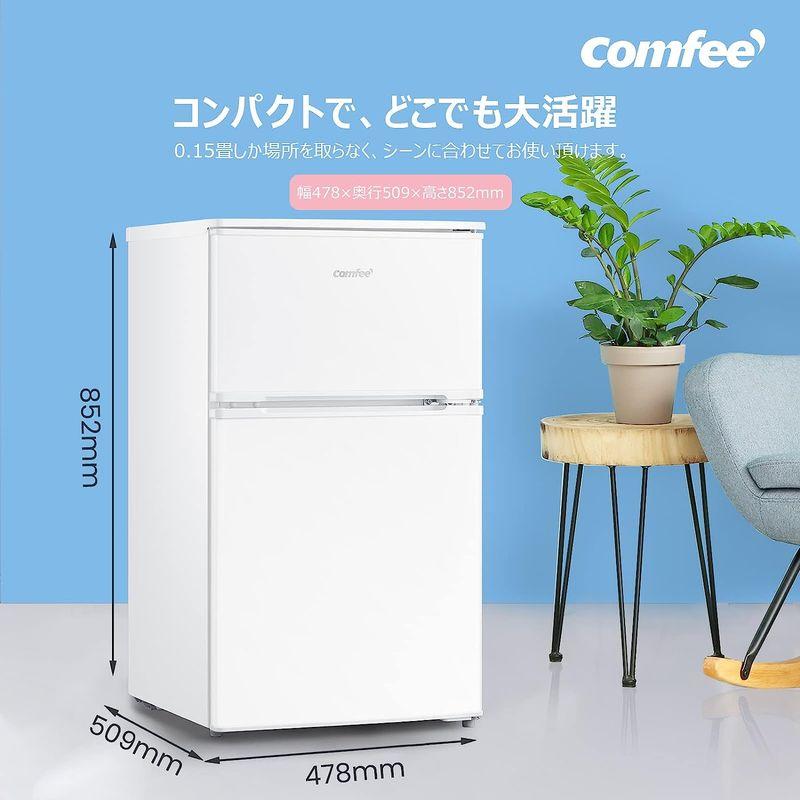 COMFEE' 冷蔵庫 90L 2ドア 右開き ホワイト RCT90WH/E 耐熱天板 