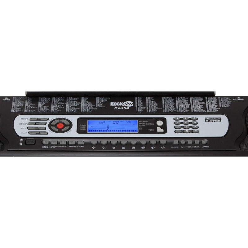 新特別価格版 RockJam 54鍵 電子キーボード RJ654-MC 電源アダプター、譜面台、練習用オンラインアプリ付属