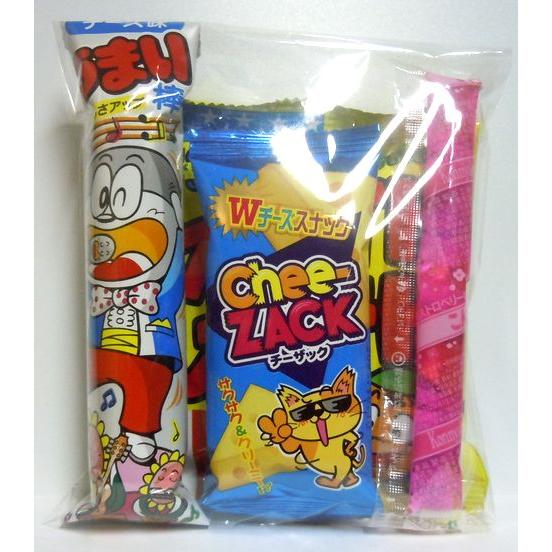 送料無料 駄菓子 詰め合わせ OPP袋入り チーザック入り１００個セット お菓子４品入り 夏祭り イベント 景品 子供 １個あたり108円 | 
