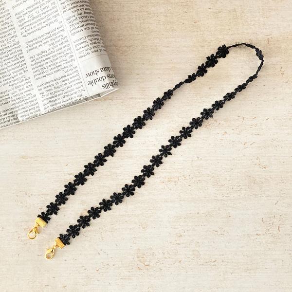 日本製　マスクレースおしゃれ 秋冬 ネックストラップ 金属アレルギー対応 マスクコード ストラップ レース 花柄 マスク ストラップ マスクバンド （ゴールド） |  | 02