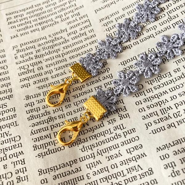 日本製　マスクレースおしゃれ 秋冬 ネックストラップ 金属アレルギー対応 マスクコード ストラップ レース 花柄 マスク ストラップ マスクバンド （ゴールド） |  | 09