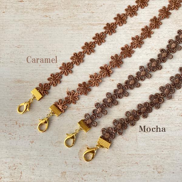 日本製 マスク 首かけ ネックストラップ 金属アレルギー対応 マスクコード ストラップ レース 花柄 マスク ストラップ マスクバンド（モカ） |  | 06