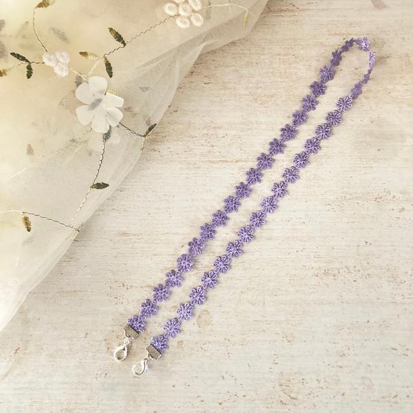 日本製 マスク 首かけクリップ ネックストラップ 金属アレルギー対応 マスクコード ストラップ レース 花柄 マスク ストラップ　（シルバー） |  | 11