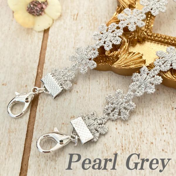 日本製 マスク 首かけクリップ ネックストラップ 金属アレルギー対応 マスクコード ストラップ レース 花柄 マスク ストラップ　（シルバー） |  | 02