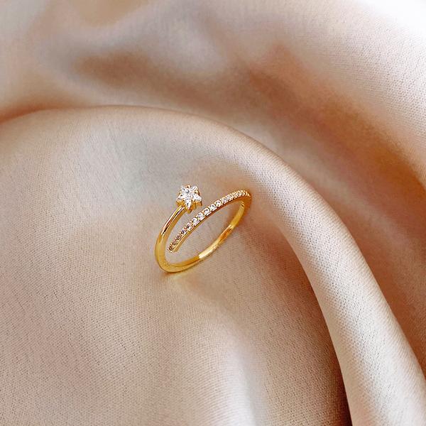 メール便 送料無料  オープンリング オープンスター リング 指輪 アクセサリー フリーサイズ シンプル ゴールド 重ねづけ レディース 女性 オシャレ　 | 