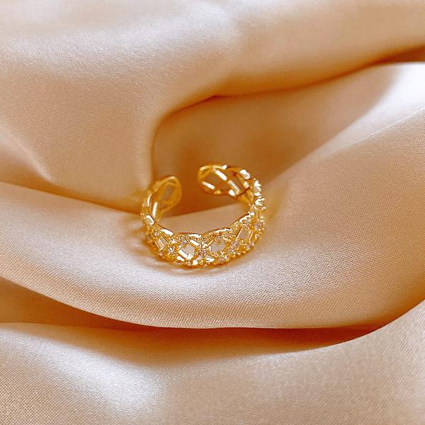メール便 送料無料  オープンリング レース編み リング 指輪 アクセサリー フリーサイズ シンプル ゴールド 重ねづけ レディース 女性 オシャレ　 |  | 01