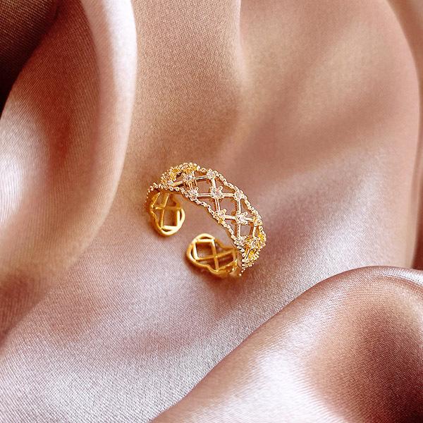 メール便 送料無料  オープンリング レース編み リング 指輪 アクセサリー フリーサイズ シンプル ゴールド 重ねづけ レディース 女性 オシャレ　 |  | 03