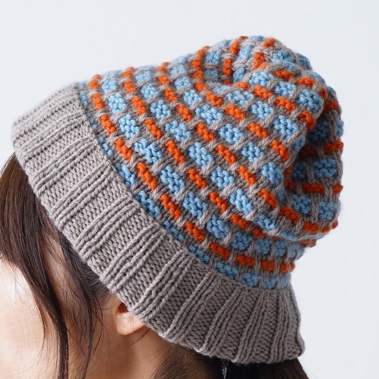 knitworm 編み物キット #3-4 引き上げ模様の帽子キット ニット帽子