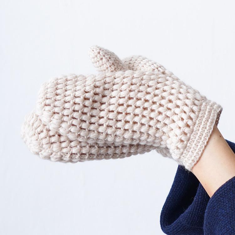 knitworm 編み物キット 玉編みのミトンキット ハンドウォーマー キット 