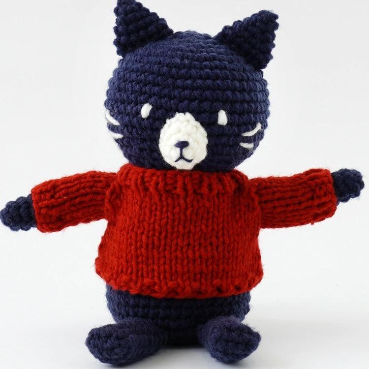 原ウール knitworm 編み物キット セーターを着たネコ 猫 ネコ ねこ にゃんこ 手作り キット 手芸 裁縫 毛糸 編み物 おうち時間 趣味 ハンドメイド クラフト｜harawool｜02