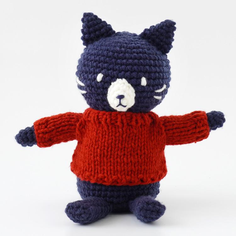 原ウール knitworm 編み物キット #5-1 セーターを着たネコ 猫 ネコ