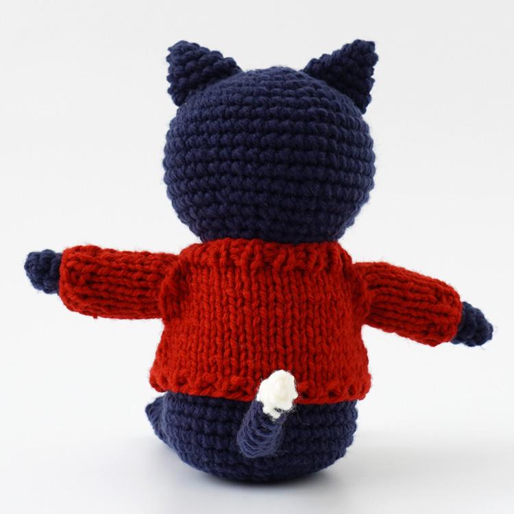 原ウール knitworm 編み物キット #5-1 セーターを着たネコ 猫 ネコ 