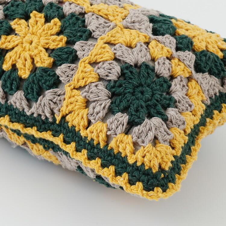 原ウール knitworm 編み物キット 長方形のモチーフクッションカバー