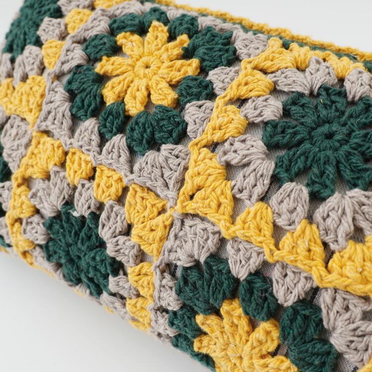 原ウール knitworm 編み物キット 長方形のモチーフクッションカバー