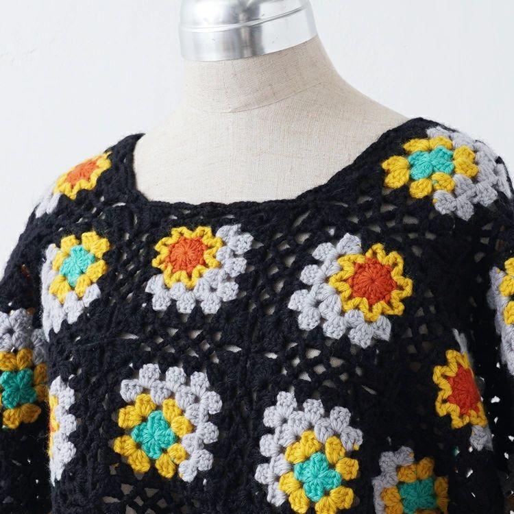 原ウール knitworm あみものキット #7-3 モチーフつなぎのボレロ ボレロ ハンドメイド 手作り 編み物キット キット 手芸 裁縫 毛糸 編み物 おうち時間 趣味の画像