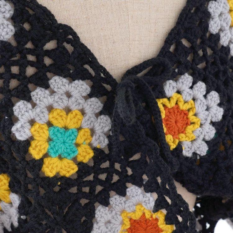 原ウール knitworm あみものキット #7-3 モチーフつなぎのボレロ ボレロ ハンドメイド 手作り 編み物キット キット 手芸 裁縫 毛糸 編み物 おうち時間 趣味の画像