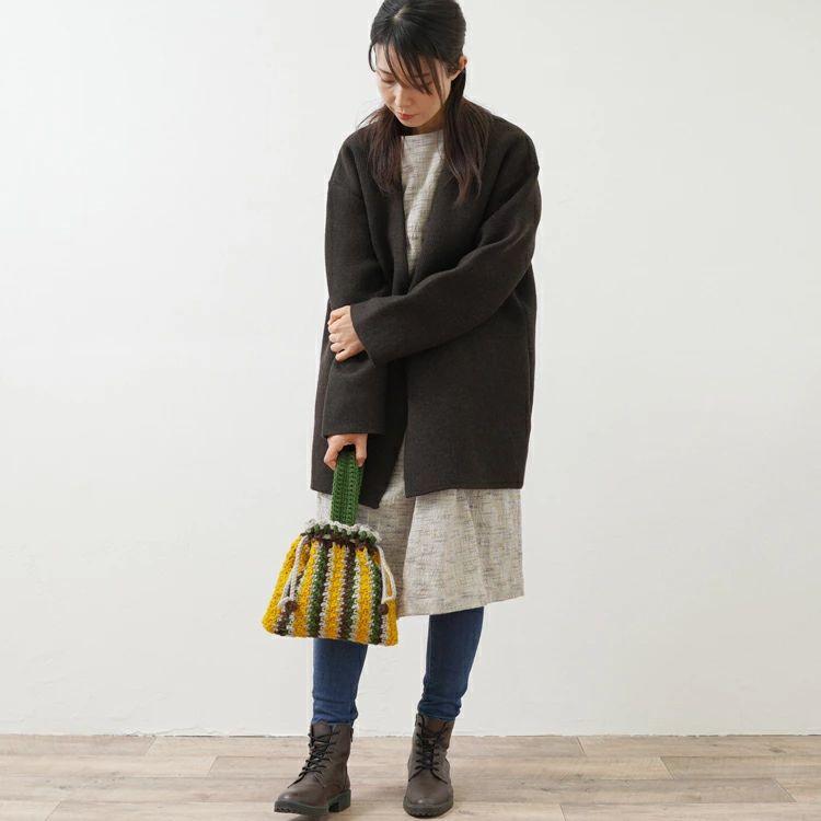 編み物キット #8-9 巾着バッグ バッグ バッグキット 手作り