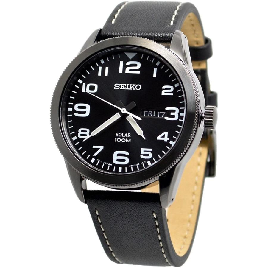 SEIKO 腕時計 メンズ レザーベルト レディース セイコー 腕時計 アナログ クォーツ クォーツ ソーラー 駆動方式 防水 レザーベルト 男性  ブラック 202202191608034954628220233 harbest kobe イニシャル 売る！！