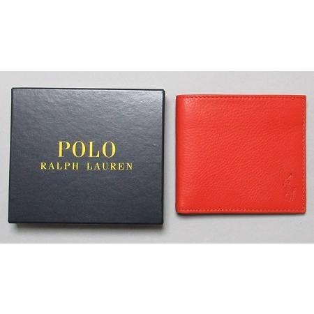 ポロ ラルフローレン/Polo Ralph Lauren 牛革 ポニー刻印二つ折り財布/405172423/正規品/オレンジ