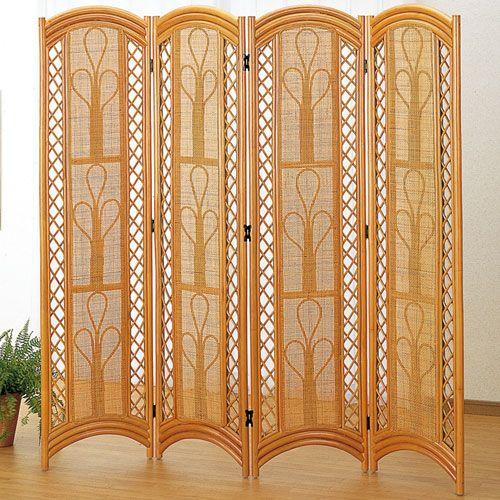 人気が高い ラタンパーティション 4連 籐 間仕切り 4面スクリーン