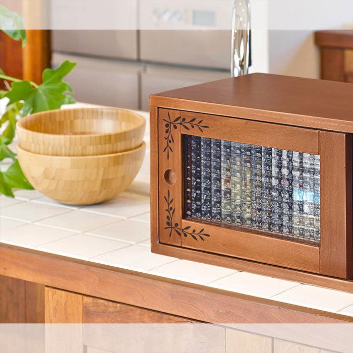 送料0円 キッチンラック カウンター上ラック 両面 ガラス戸 卓上 ケース おしゃれ 調味料入れ 調味料ラック 食器棚 幅60cm 高さ22cm ライトブラウン キッチン収納 Materialworldblog Com