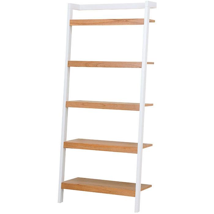 オープンシェルフ 立て掛け ラダーラック 幅80cm 高さ1cm ホワイト ラック 収納棚 棚 シェルフ 本棚 オープンラック おしゃれ 休日限定