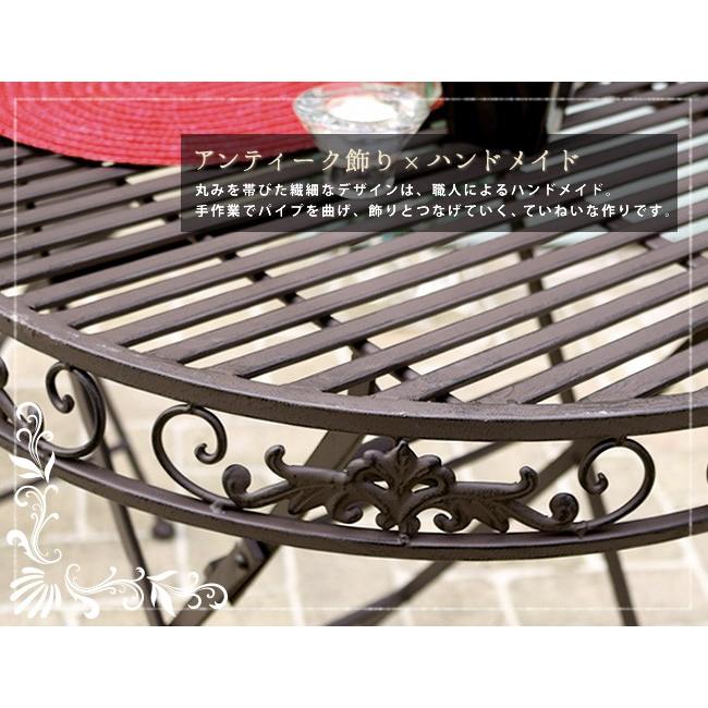 国内発送 庭 テラス ガーデンテーブル ホワイトアイアンテーブル70 ブランティーク ウッドデッキ ファニチャー イングリッシュガーデン クラシカル  アンティーク 椅子 ガーデンチェア、テーブル 種類:ホワイト - jomla.me